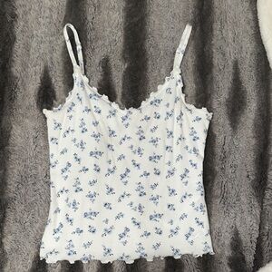 Holister Floral Ribbed Cami Tank Top